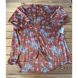 NWT KLD Floral Silky Cardigan Size Small Women’s Rust Open Front MSRP $26.50